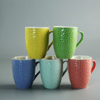 Colorful Glazed  Ceramic Mugs Honeycomb Relief Embossed Cup