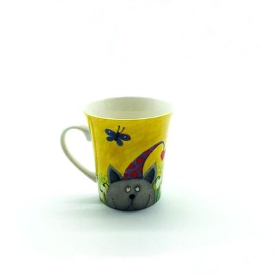 9 Oz Ceramic Coffee Mug With Animals And Flowers Design Printing