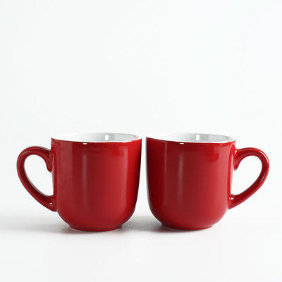 8cm BV Certified Chinese Red Glazed Ceramic Stoneware Mugs White Inside