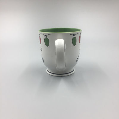 Glazed 11oz 12oz 13oz White Embossed Coffee Mugs , Hand Painted Espresso Cups