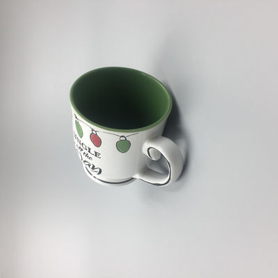 Glazed 11oz 12oz 13oz White Embossed Coffee Mugs , Hand Painted Espresso Cups