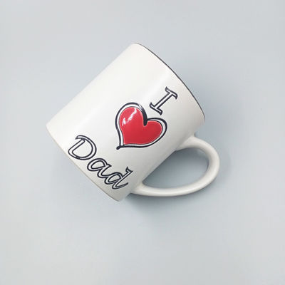 Durable Red Inside 18oz Ceramic Drinking Mugs , 500ml Ceramic Mug For Father'S Day