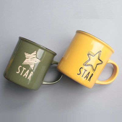 Stoneware Star Silk Screen Cup Ceramic Promotional Cheap Mug Coffee Mug Porcelain