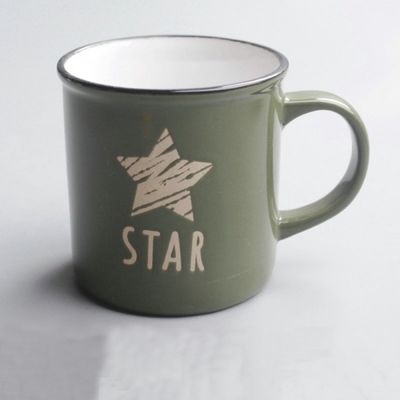 Stoneware Star Silk Screen Cup Ceramic Promotional Cheap Mug Coffee Mug Porcelain