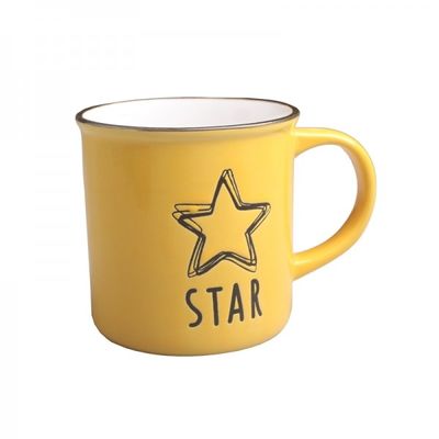 Stoneware Star Silk Screen Cup Ceramic Promotional Cheap Mug Coffee Mug Porcelain