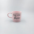 Hand Thrown 12oz 360ml Ceramic Stoneware Mugs Pink Lettered