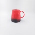 20oz Embossed Red Glazed Stoneware Coffee Mugs Large Capacity