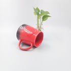 20oz Embossed Red Glazed Stoneware Coffee Mugs Large Capacity
