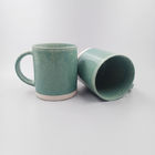 Kiln Glazed Ceramic Beer Mugs Green Color Milk Mugs With Customized Logo