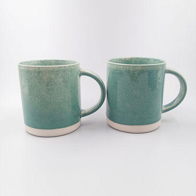 Kiln Glazed Ceramic Beer Mugs Green Color Milk Mugs With Customized Logo