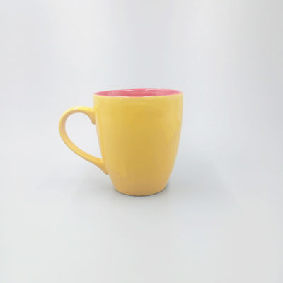 BV Certified Yellow 10cm Tall Stoneware Coffee Mugs Double Color