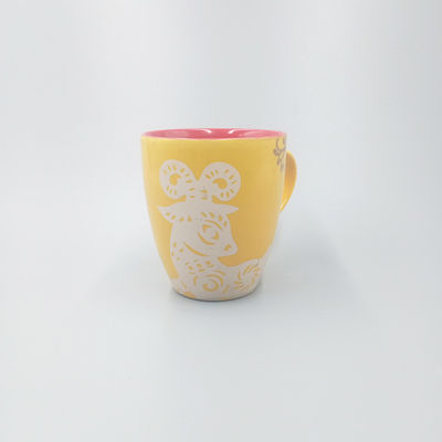 BV Certified Yellow 10cm Tall Stoneware Coffee Mugs Double Color