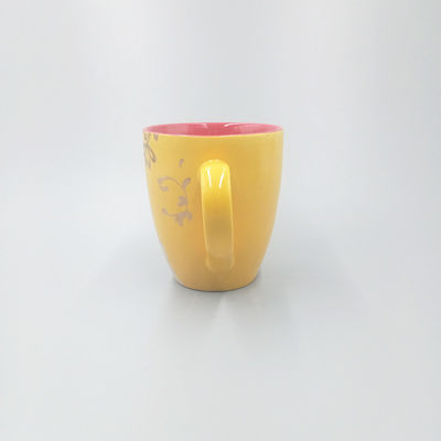 BV Certified Yellow 10cm Tall Stoneware Coffee Mugs Double Color