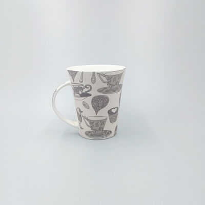 10oz Matte Decal White Glazed V-Shaped Ceramic Coffee Mug