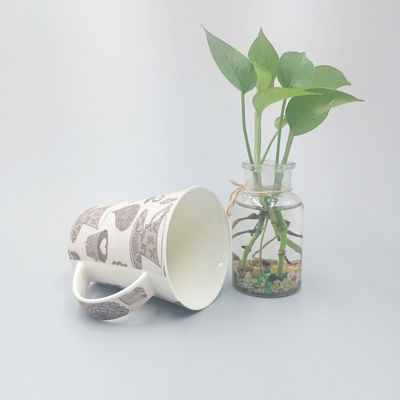 10oz Matte Decal White Glazed V-Shaped Ceramic Coffee Mug