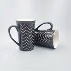 16oz Brown Glazed Silk-Screen Ceramic High Cylinder Coffee Mug