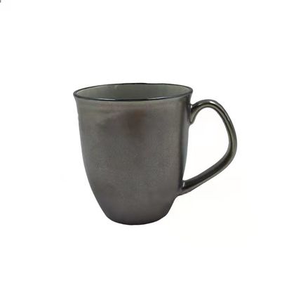 Matte Black Gold Crackle Glaze Large Ceramic Stoneware Mugs