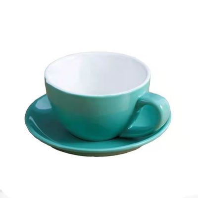 Customized Glazed Blue Ceramic Cup And Saucer Set Modern EEC Approve