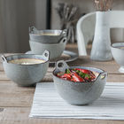 Biauricular Ice Crackle Glaze Ceramic Bowl 5.5 Inches for Restaurant