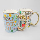 Custom Printed Gold Ceramic Coffee Mugs Temperature Resistant 14oz