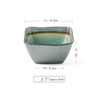 Square Ice Cracked Glaze Ceramic Salad Bowl 5.5 Inches