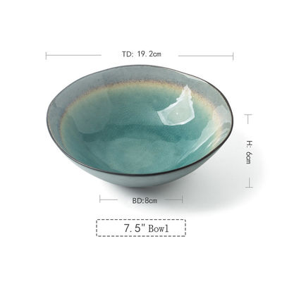 7.5 Inches Colorful Ice Crackle Ceramic Glaze Bowl Irregular Shape For Noodle