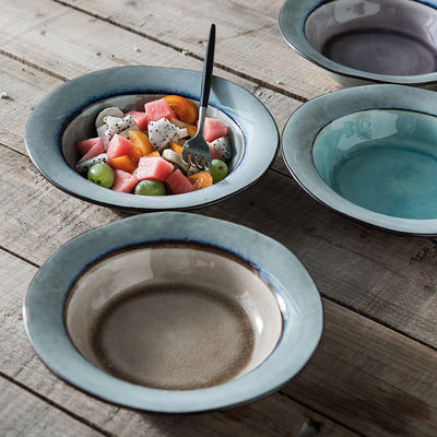 Cusomized Logo 8.25 Inch Ceramic Salad Mixing Bowls Ice Crackle Glazed