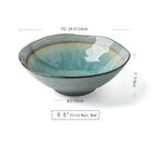Large Ice Crackle Ceramic Glazed Pottery 9.5" Vivid Wave Bowl