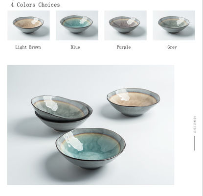 10 Inches Oval Shaped Ice Crackle Bowl And Plate Tableware Set