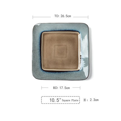 Square Shape Crackle Glaze Ceramic Dinner Plates for Salad