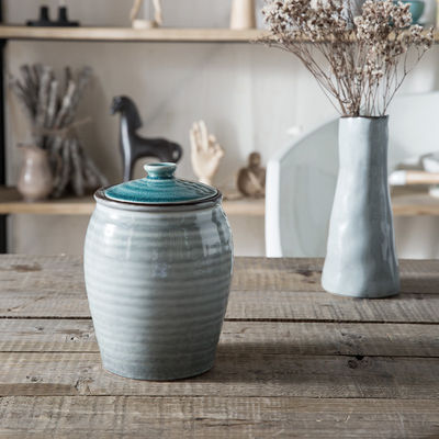 Ice Crack Glaze Seal Ceramic Storage Jar With Lid