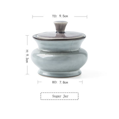 Modern Kitchen Grey Ceramic Food Storage Jars Unique Glazed For Sugar