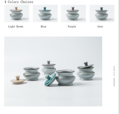 Modern Kitchen Grey Ceramic Food Storage Jars Unique Glazed For Sugar