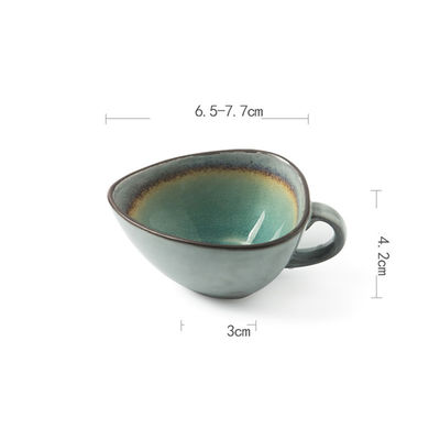 Ice Crackle Glaze Tea Ceramic Cup Irregular Triangle Shaped