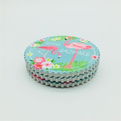 Flamingo Printed Absorbent Ceramic Cork Backing For Coasters