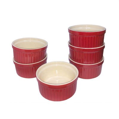 Ceramic 6 Sets Souffle Pudding Bowls Small Pie Pan For Dessert Cooking
