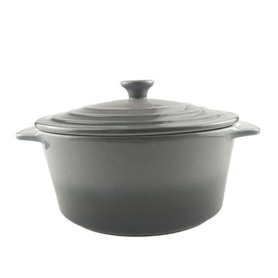 Restaurant Round Ceramic Fondue Pot With Two Handles