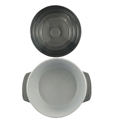 Restaurant Round Ceramic Fondue Pot With Two Handles