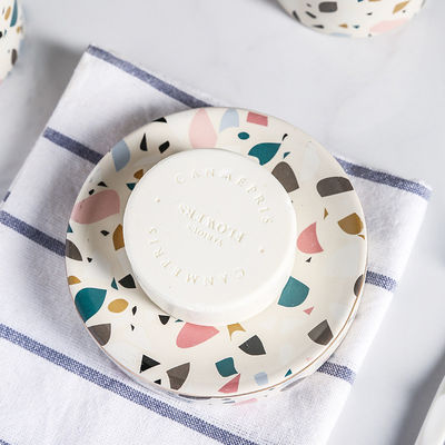 Marbling Design Ceramic Bath Accessory Set Gilt Edged Decal Glazed