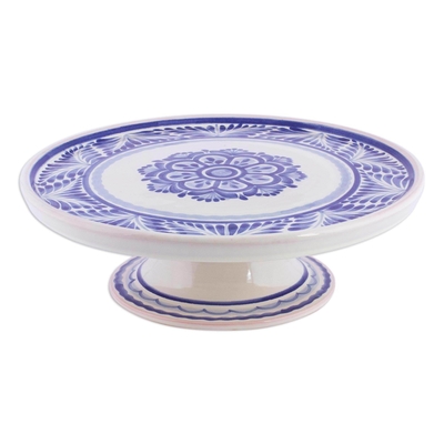 Chinese Ceramic Plate Porcelain Cake Stand Blue And White Color