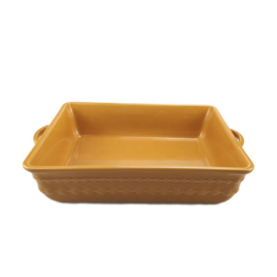 Nordic Yellow Ceramic Baking Dish Stoneware Large Size