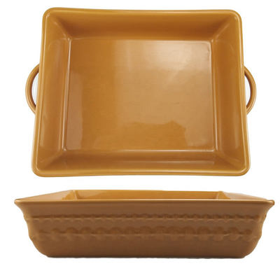 Nordic Yellow Ceramic Baking Dish Stoneware Large Size