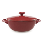 Red Glazed Small Oval Ceramic Casserole Dish With Lid