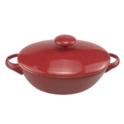 Red Glazed Small Oval Ceramic Casserole Dish With Lid