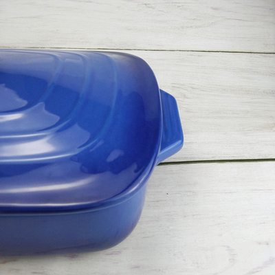 Blue Glazed Non Stick Binaural Ceramic Casserole Cookware For Restaurant