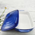 Blue Glazed Non Stick Binaural Ceramic Casserole Cookware For Restaurant