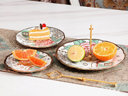 European Three Layer Ceramic Fruit Plate Gold Plated For Export