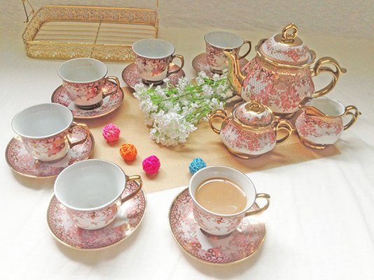 Gold Rim Decal Electroplated Ceramic Coffee Cups Water Pot Hand Painted