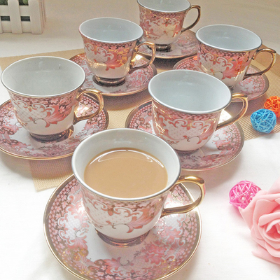 Gold Rim Decal Electroplated Ceramic Coffee Cups Water Pot Hand Painted
