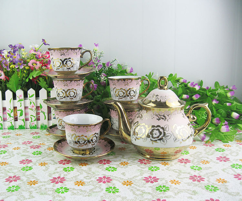 European Plated Decal Ceramic Relief Cold Water Kettle And Tea Cup Set